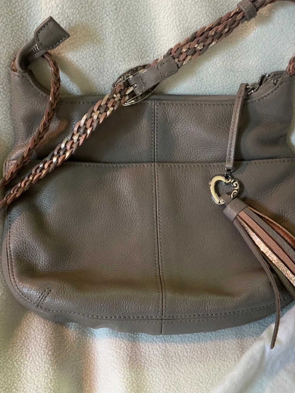Brighton gray pebbled Barbados hobo bag